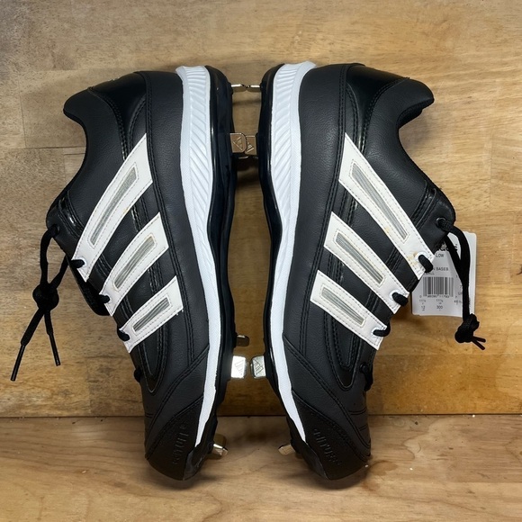 NEW Adidas Spinner 7 Low Mens Sz 12 Metal Spikes Baseball Shoes Blk 113195 - Picture 10 of 11